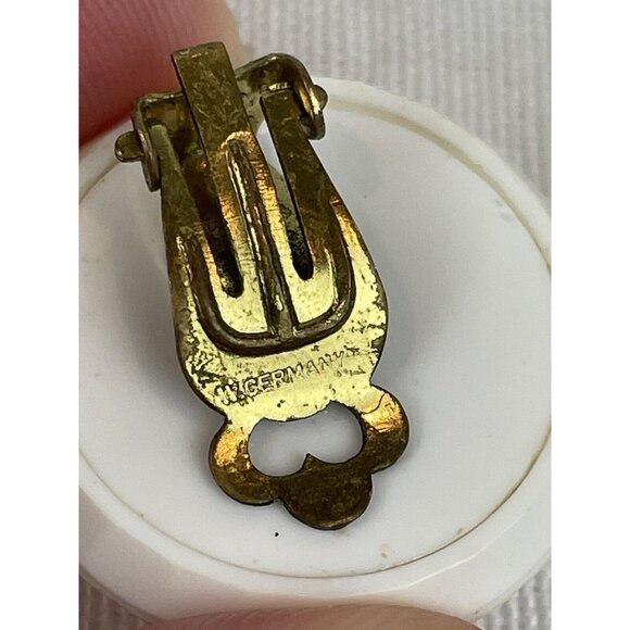 Vintage 80s West Germany White Faceted Plastic Clip On Fashion Earrings Round - Picture 6 of 8